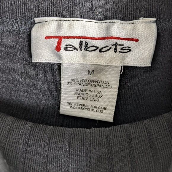 Talbots Black Ribbed Stretch Nylon Turtleneck Shirt Women's Medium Vintage - Picture 4 of 6